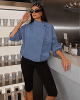 Luna Autumn Jacket - Dark Blue - front view