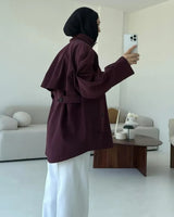 Jacket - Burgundy - three-quarter view