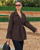 Jacket - Brown - three-quarter view