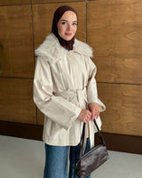 Jacket - Beige - front view