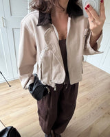 Jacket - Beige - front view