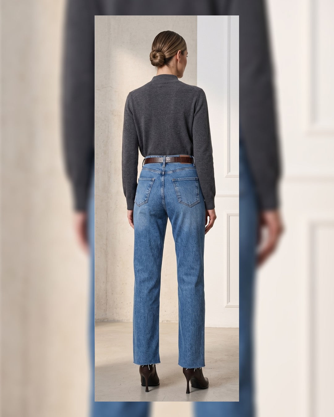 Jeans + Belt - Denim - back view