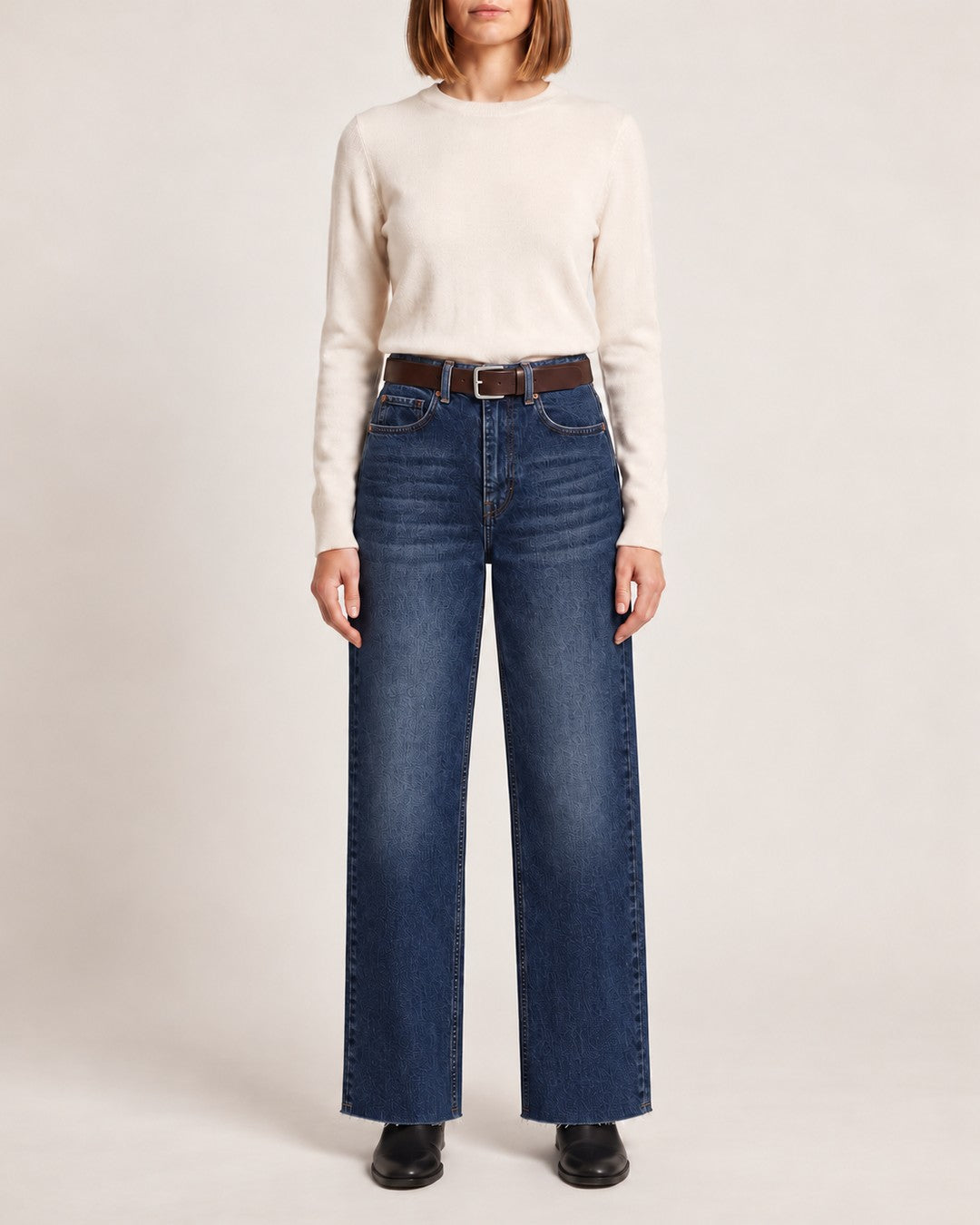 Jeans + Belt - Denim - front view