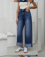 Dark Indigo Wash Denim + Belt - Denim - front view