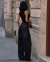 Jeans - Black - three-quarter view