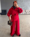 Modest Fall Relaxed Set - Red - front view