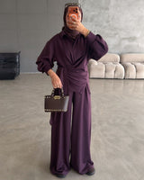 Modest Fall Relaxed Set - Purple - front view