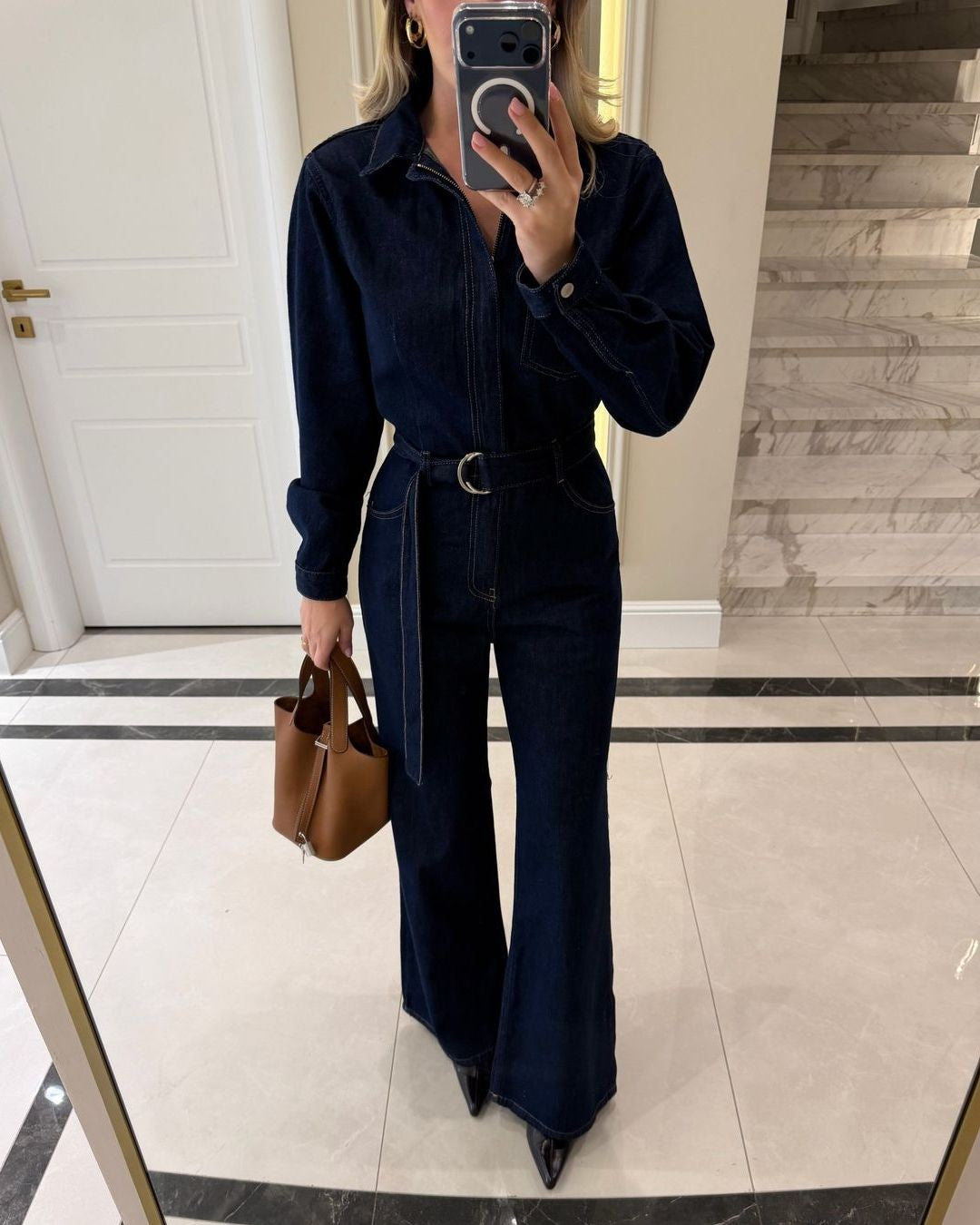Overall + Belt - Denim - front view