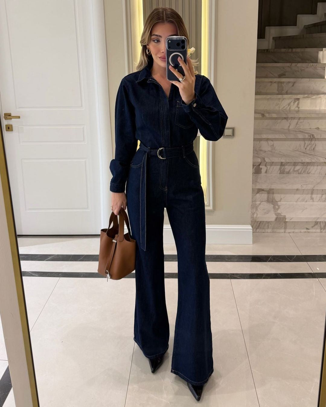 Overall + Belt - Denim - front view