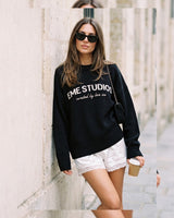 Oversized Knit Sweater - Black - front view