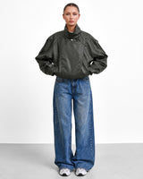 Oversized Leather Jacket - Zeti - front view