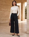 Luna Pleated Trousers - Black - front view