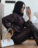 Parachute Jacket Lounge Set - Brown - three-quarter view