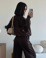 Parachute Jacket Lounge Set - Brown - three-quarter view