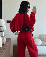 Parachute Jacket Lounge Set - Red - back view