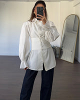 Puff-Sleeve Corset Shirt