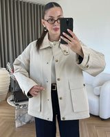 Quiet Luxury Utility Jacket - Off White - front view