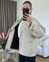 Quiet Luxury Utility Jacket - Off White - front view