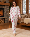 Red Heart Waffle Pajama Set - White - front view