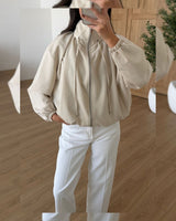Rhinestone Bomber Jacket - Off White - front view