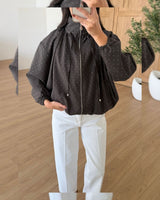 Rhinestone Bomber Jacket - Brown - front view