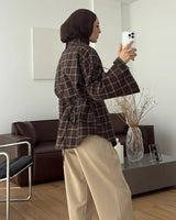Shirt - Brown - three-quarter view