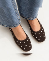 Simple Stud Ballerina - Brown - front view