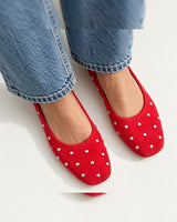 Simple Stud Ballerina - Red - detail