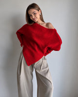 Soft Cloud Batwing Blouse - Red - front view