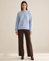 Soft Heart Knit Sweater - Blue - front view