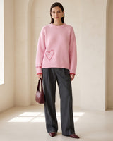 Soft Heart Knit Sweater - Pink - front view
