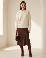 Soft Heart Knit Sweater - White - front view
