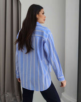 Sparkle-Dot Striped Button-Up Shirt