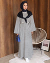 Striped Scarf Dress - Navy - front view