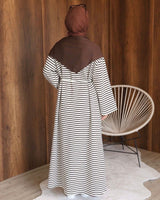 Striped Scarf Dress - Brown - back view