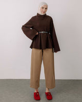 Structured Belted Top + Belt - Brown - front view