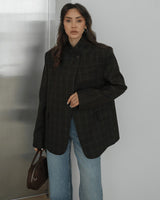 The Graphite Check Blazer - Dark Grey - front view