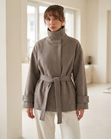 The Regent Belted Jacket - Light Brown - front view