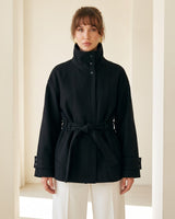 The Regent Belted Jacket - Black - front view