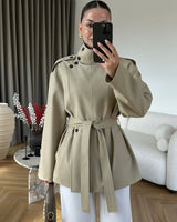 The Structured Jacket - Beige - front view