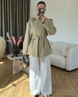The Structured Jacket - Beige - front view