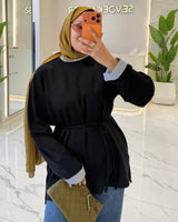 Top + Belt - Black - front view