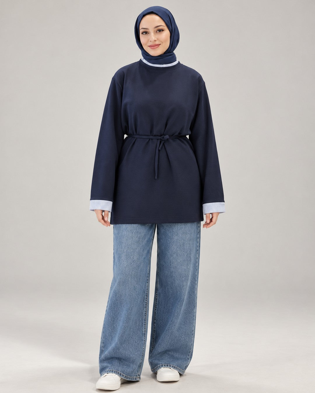 Top + Belt - Navy - front view