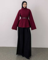 Top + Belt - Burgundy - front view