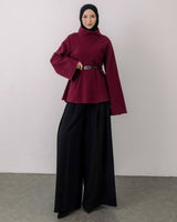 Top + Belt - Burgundy - front view