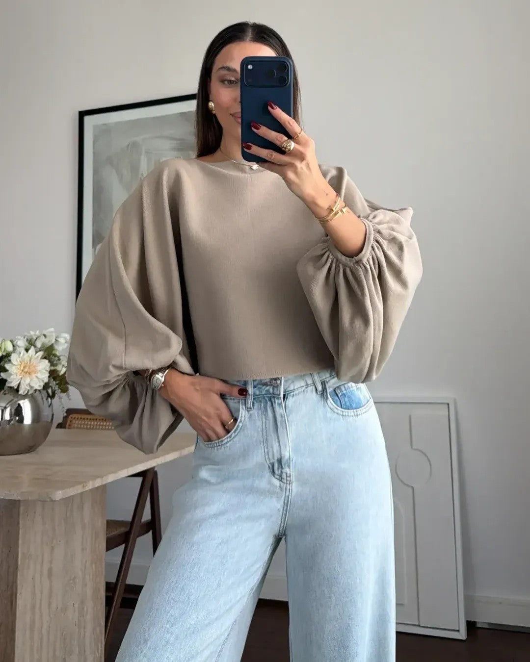 Top - Beige - front view