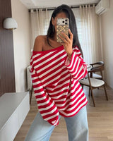 Striped Simple Top - front view