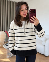 The Harbor Half-Zip Sweater - Off White - front view