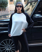 Contrast Sleeve Tee - White - front view