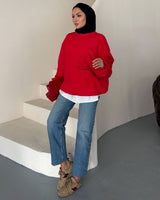 Oversized Sweatshirt - Red - front view